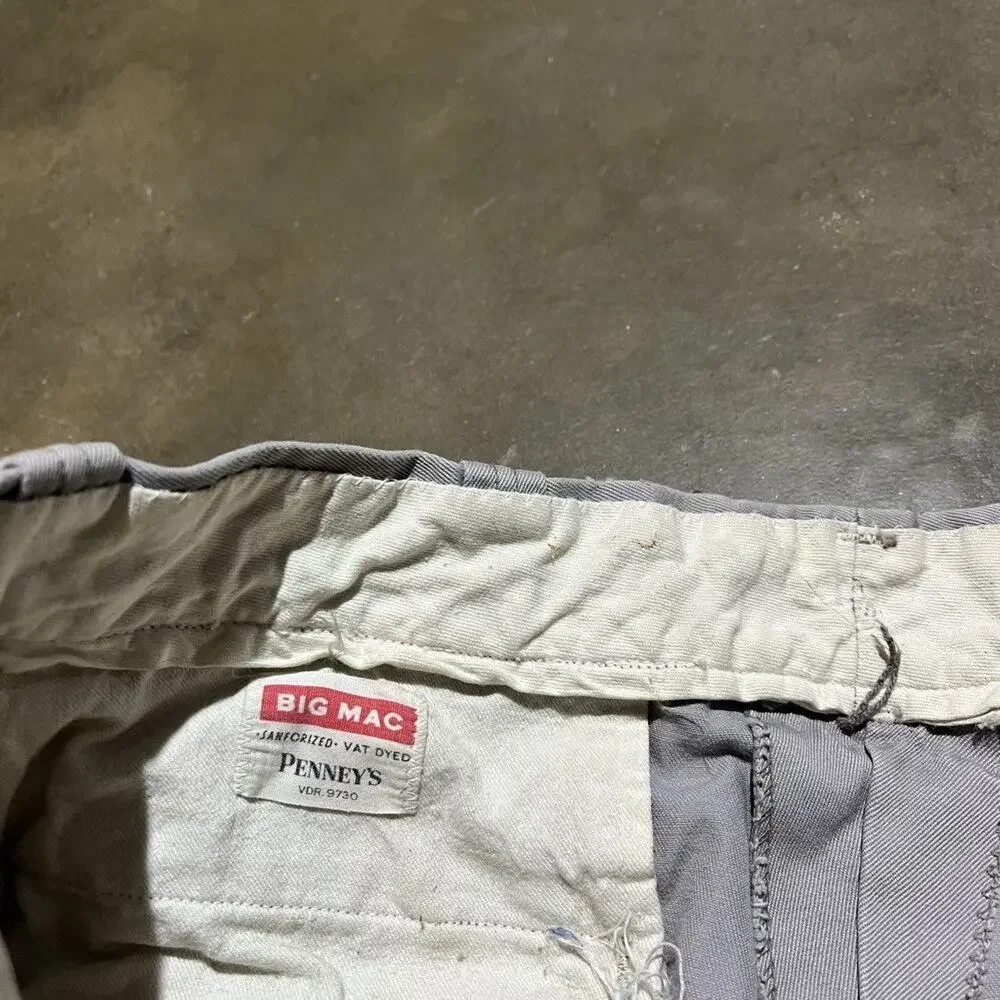 Vintage 50s Big Mac Grey Sanforized Sail Cloth Chinos 30x29